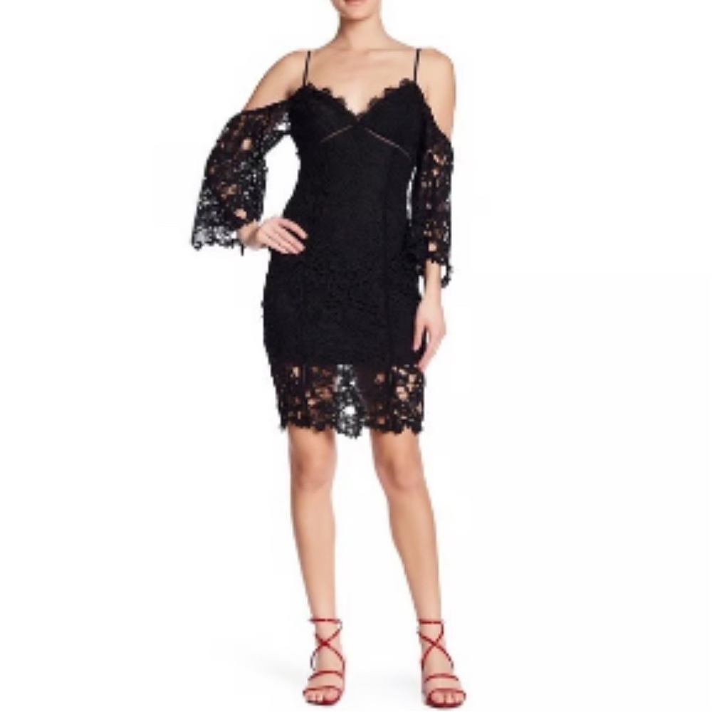 Astr the Label Black Guipere‎ Lace Dress